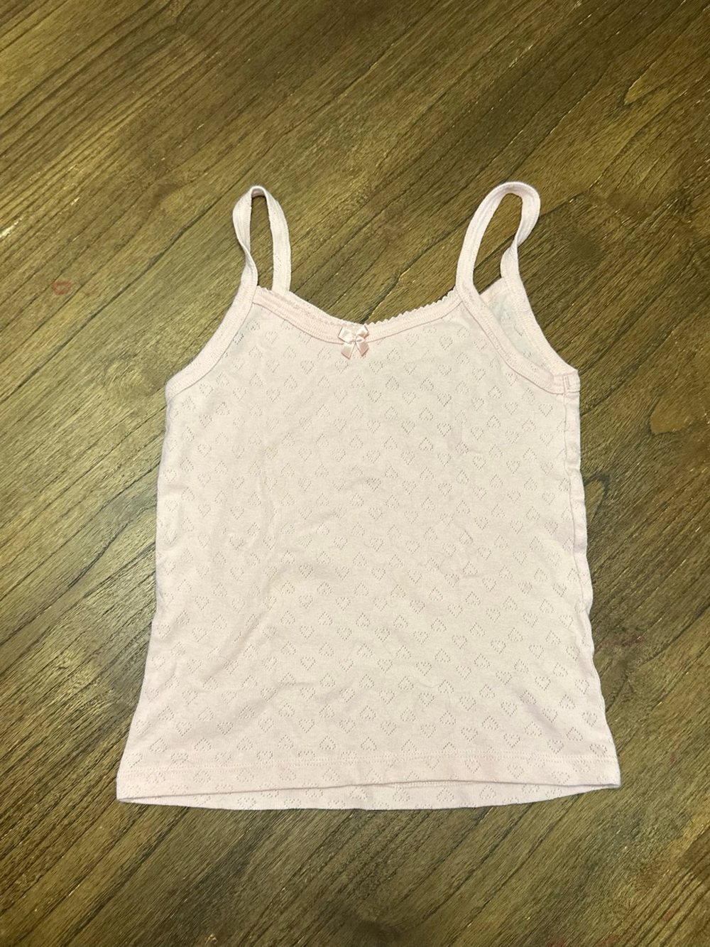 Rene Rofe Girls' Pale Pink Eyelet Heart Knit Cami